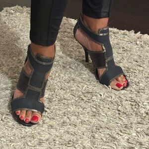 Tory Burch leather high heeled sandals.  Like new.